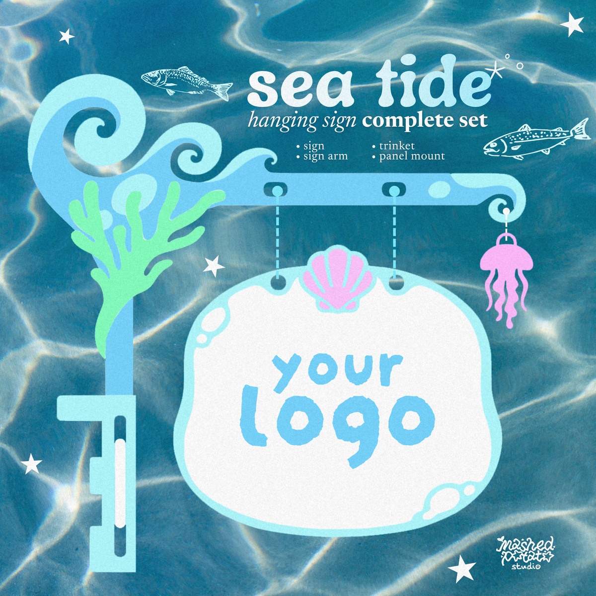 [Digital Download] Sea Tide; Hanging Sign Themed Set