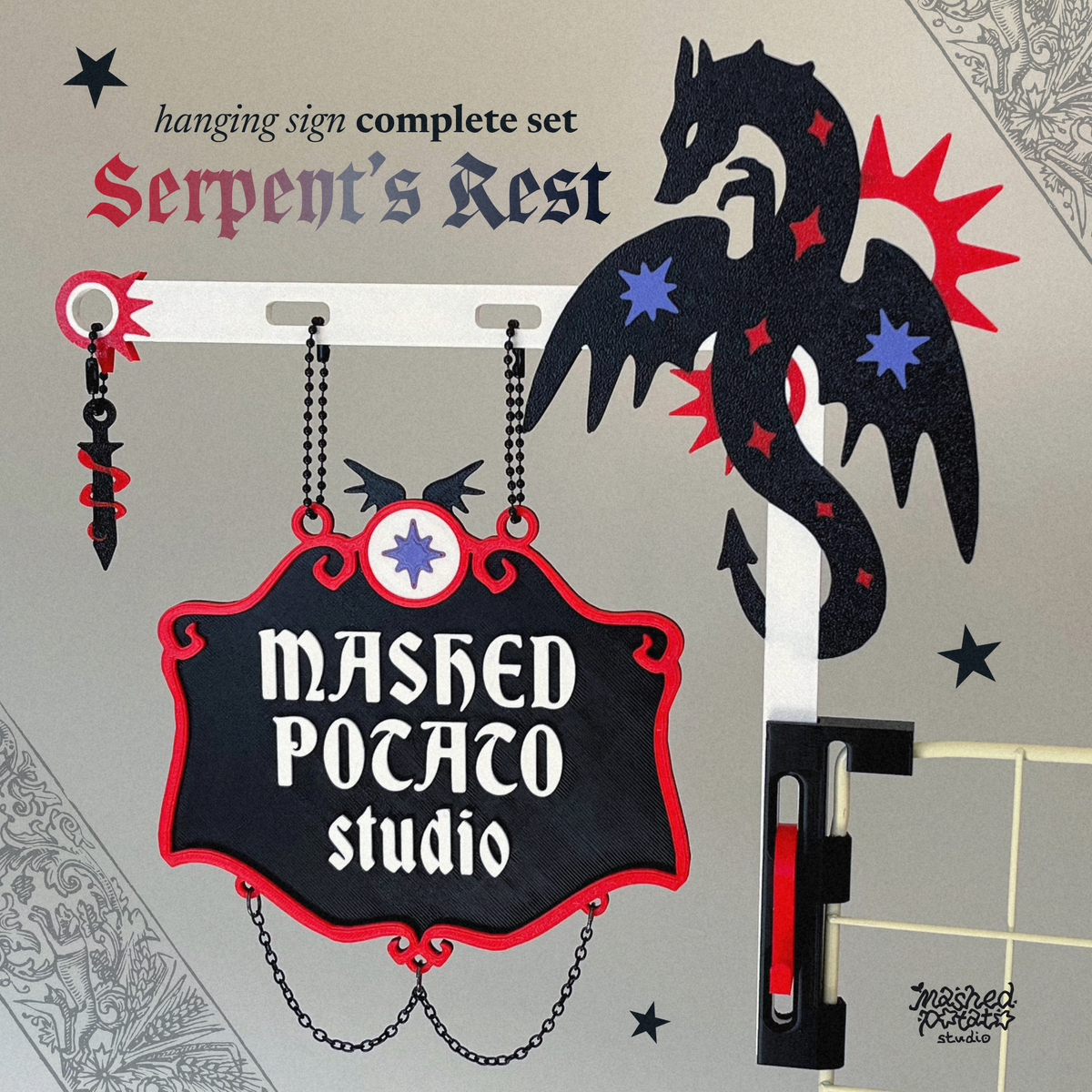 [Digital Download] Serpent's Rest; Hanging Sign Themed Set